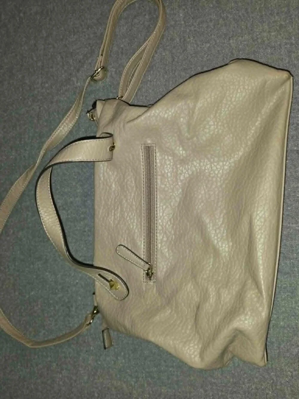 Nicole Miller New York Taupe Faux Leather Shoulder Tote Bag Crossbody Purse